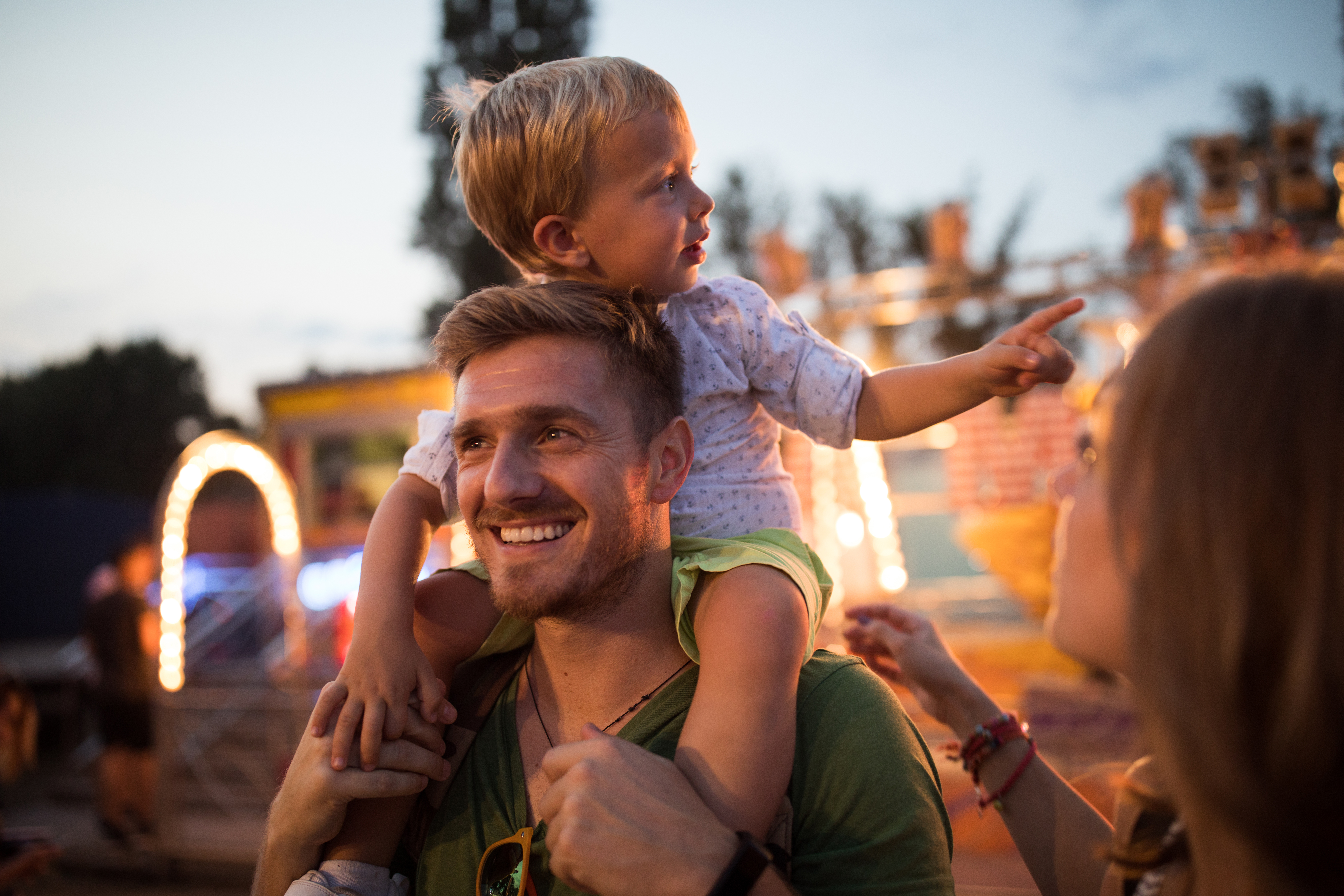 Family enjoy on summer festival